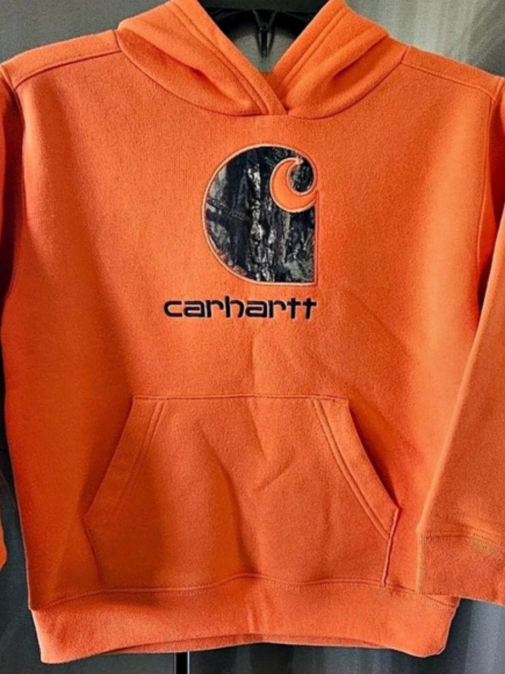 Carhartt Kids Camo C Logo Orange Hoodie Boys Size 7
